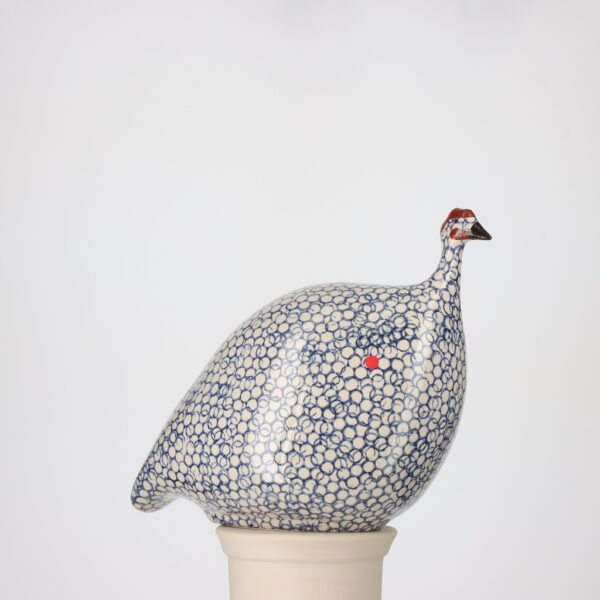 Pintade moyen modèle 2e choix Blanc moucheté Bleu Cobalt n°381
