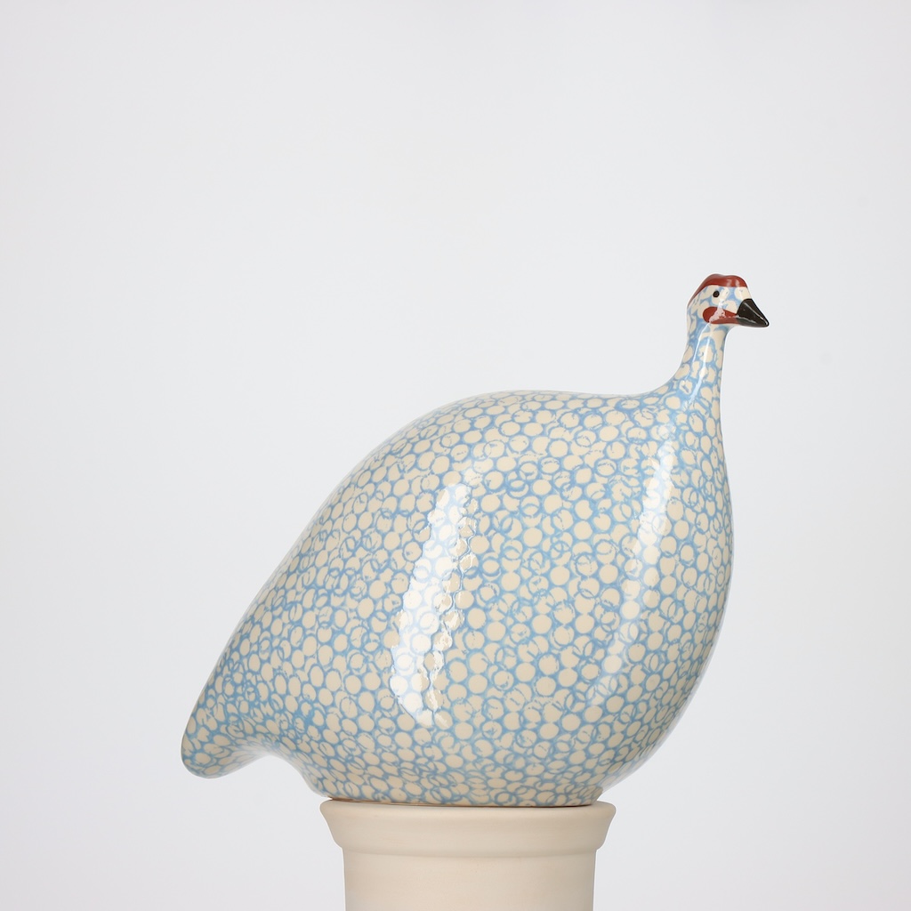 Pintade moyen modèle 2e choix Blanc moucheté Bleu Lavande n°482